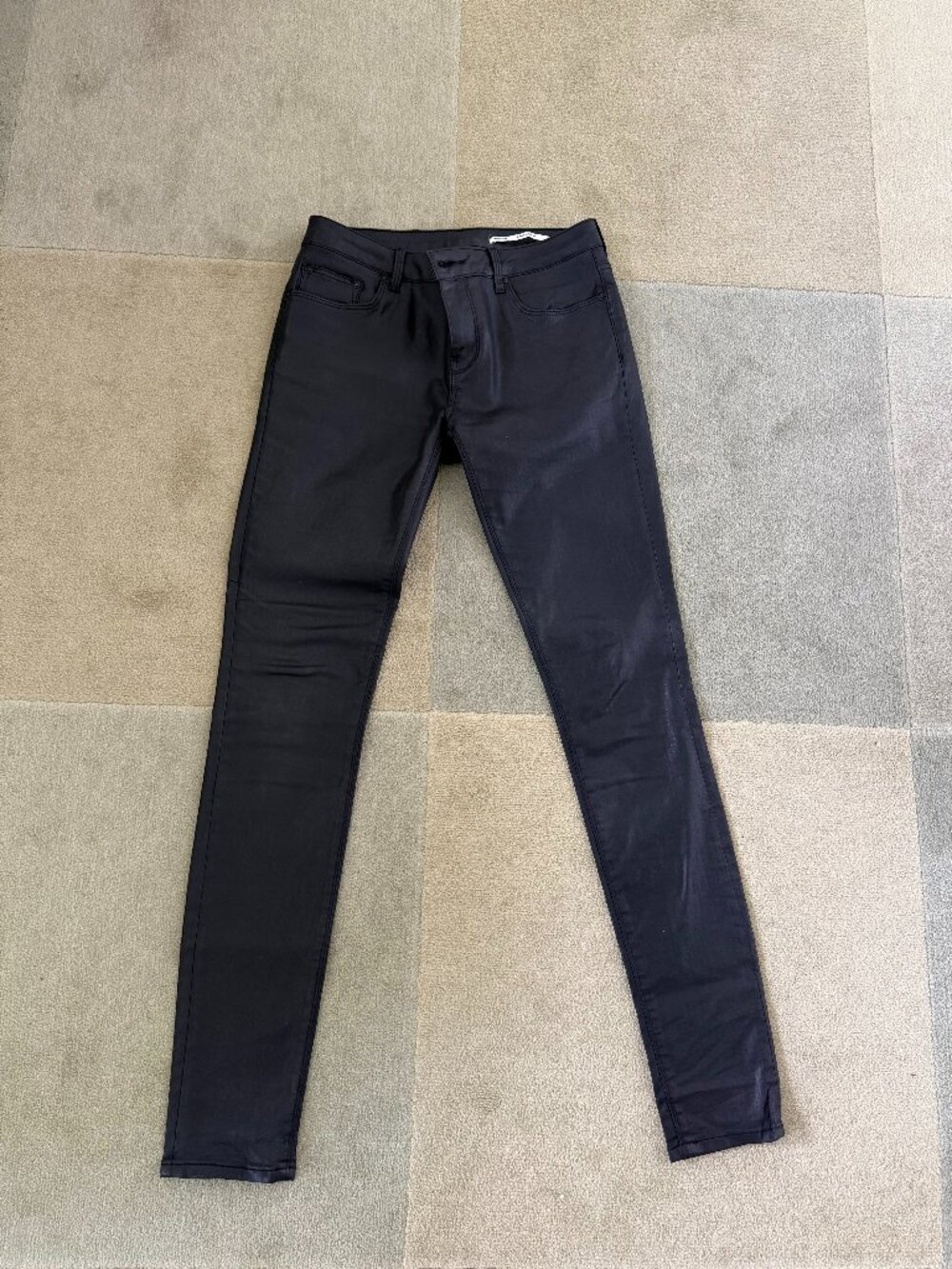 Zara Wax Coated Black Skinny Jeans - Size 2